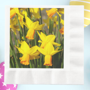 Springtime Gult Daffodils Blommigt Pappersservett