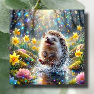 Springtime Hedgehog Joy Daffodil Wonderland Påsk Julkort