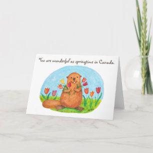 Springtime i Canada Beaver med Tulips Canadian Kort