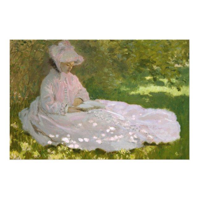 Springtime, Impressionist Portrait, Claude Monet Fototryck (Framsidan)