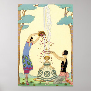 Springtime in Frankrike Art Deco Poster