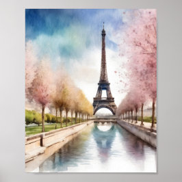 Springtime in Paris Eiffel Torn Art Poster