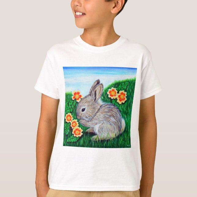 Springtime-kaninmålning T-shirt (Framsida)