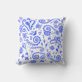 Springtime-kudde i blått och vitt kudde