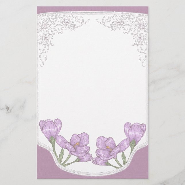 Springtime Lila Crocus Flowers Brevpapper (Framsida)