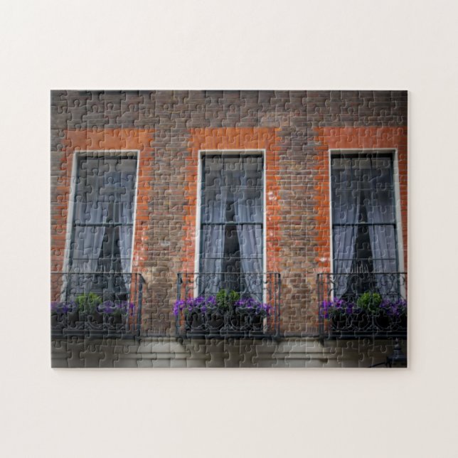 Springtime London Lavender Window Boxes Puzzle Pussel (Horisontell)