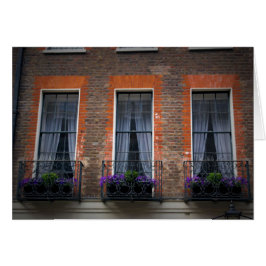 Springtime London Window Flower Boxes Card Hälsningskort