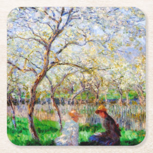 Springtime, Monet Underlägg Papper Kvadrat