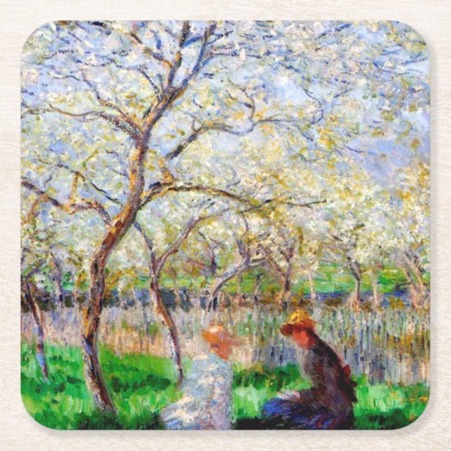 Springtime, Monet Underlägg Papper Kvadrat (Framsidan)