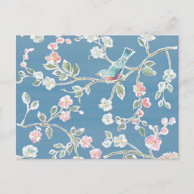 Springtime Mönster - Birds & Flowers Vykort (Framsida)