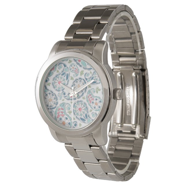 Springtime Paisley Mönster Armbandsur (Vinklad)