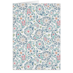 Springtime Paisley Mönster Hälsningskort