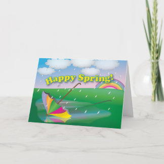 Springtime-paraply - gratulationskort kort