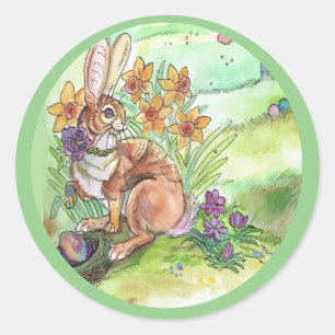 Springtime-Påskhare Runt Klistermärke
