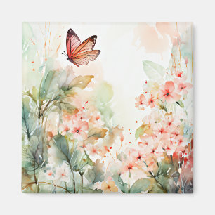 Springtime, pastellvattenfärger, AI-genererade, Magnet