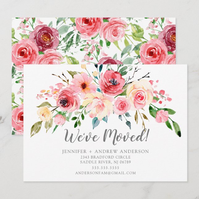 Springtime Peonies Blommigt Flytta Announement Inbjudningar (Fram/baksida)