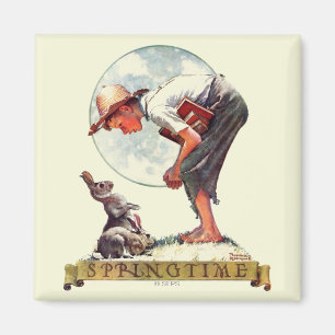 Springtime pojke 1935 med kaninen magnet