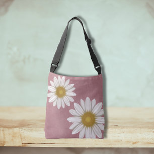 Springtime Rosy Rosa Daisy Hand-Drawn Axelväska