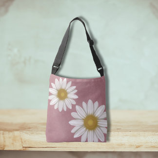 Springtime Rosy Rosa Daisy Hand-Drawn Axelväska