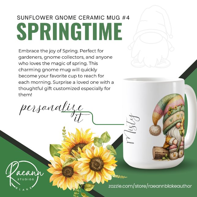 Springtime Solros Gnome Ceramic Mugg (Skapare uppladdad)