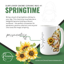 Springtime Solros Gnome Ceramic Mugg