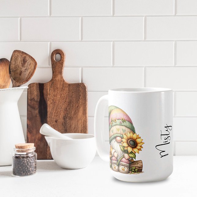 Springtime Solros Gnome Ceramic Mugg (Skapare uppladdad)