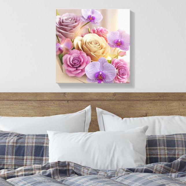 Springtime Splendor 3D-hälsningskort med Dew Kiss Canvastryck (Insitu (sovrum))