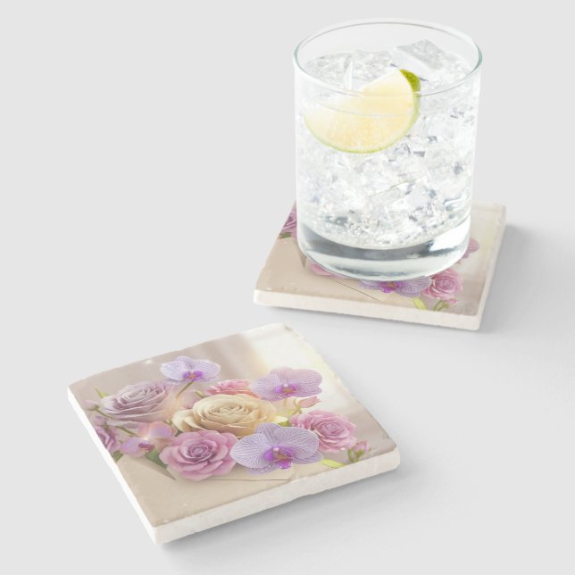 Springtime Splendor 3D-hälsningskort med Dew Kiss Stenunderlägg (Sidan)