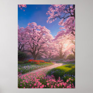 Springtime Splendor under Sunset Poster