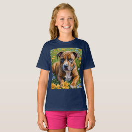 Springtime Stafford Bull Terrier Puppy T Shirt