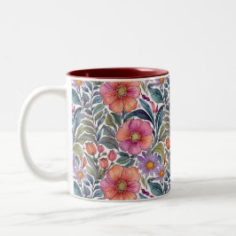 Springtime-trädgård - Blommönster 2 - Kaffe Mugg