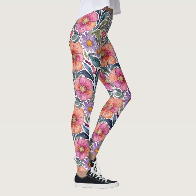 Springtime-trädgård - Blommönster 2 - Lagar Leggings (Höger)