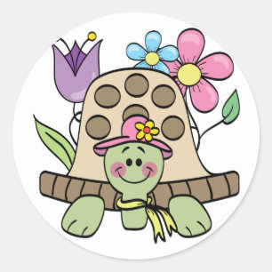 Springtime Turtle Tshirts och Gifts Runt Klistermärke