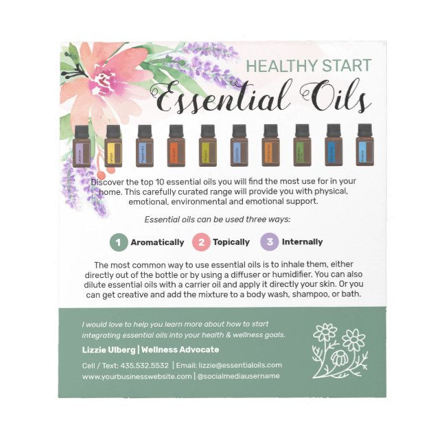 Springtime Watercolor Blommigt Essential Oils Anteckningsblock (Framsida)