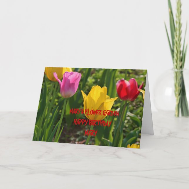 SPRINGTIMETULPAN kort för FÖDELSEDAG (Framsida)