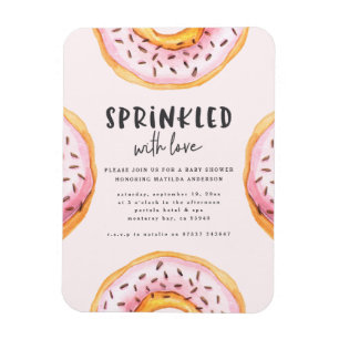 Sprinklad med babydusch för kärlek-donut magnet