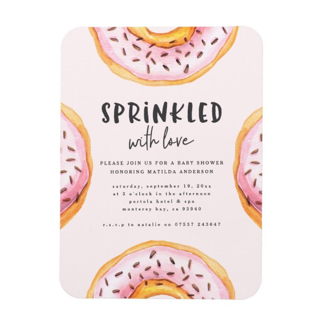 Sprinklad med babydusch för kärlek-donut magnet (Vertikal)