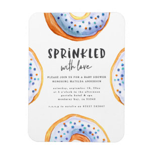 Sprinklad med babydusch för kärlek-donut magnet