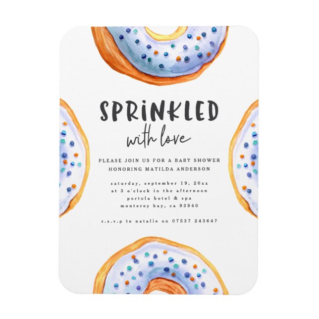 Sprinklad med babydusch för kärlek-donut magnet (Vertikal)