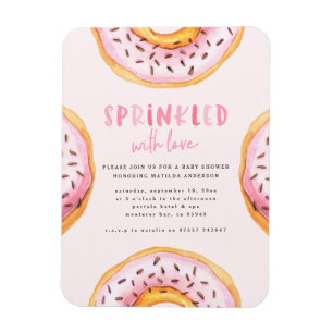 Sprinklad med babydusch för kärlek-donut magnet