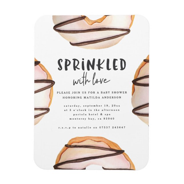 Sprinklad med babydusch för kärlek-donut magnet (Vertikal)