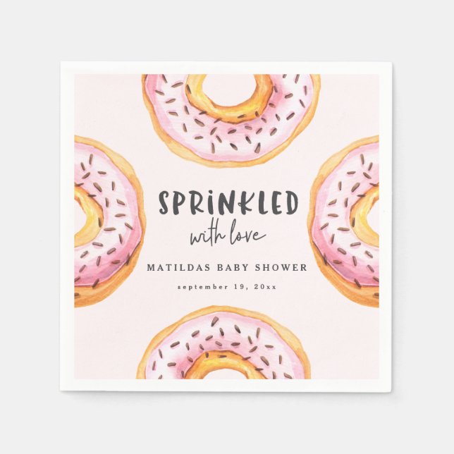 Sprinklad med babydusch för kärlek-donut pappersservett (Framsidan)