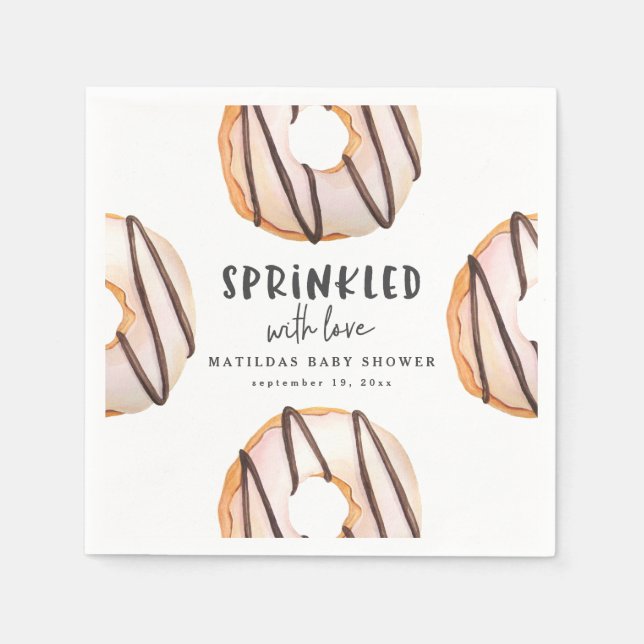 Sprinklad med babydusch för kärlek-donut pappersservett (Framsidan)