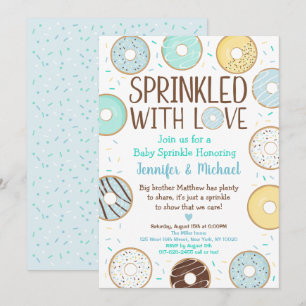 Sprinklad med Kärlek Blue Donut Baby Sprinkle Inbjudningar