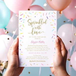 Sprinklad med Kärlek Rainbow Baby Sprinkle Inbjudningar