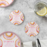 Sprinklad med kärlek rosa-babydusch underlägg papper rund<br><div class="desc">Sprinkled med kärlek rosa,  donut babyduschinbjudan. Vattenfärgbilder och handskrivna texter. En del av en samling.</div>