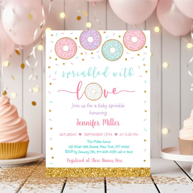 Sprinklad med Kärlek Rosa Guld Pastel Baby Sprinkl Inbjudningar (Skapare uppladdad)