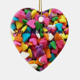Sprinklad med Kärlek Sugar Heart Sprinkles Orname Julgransprydnad Keramik