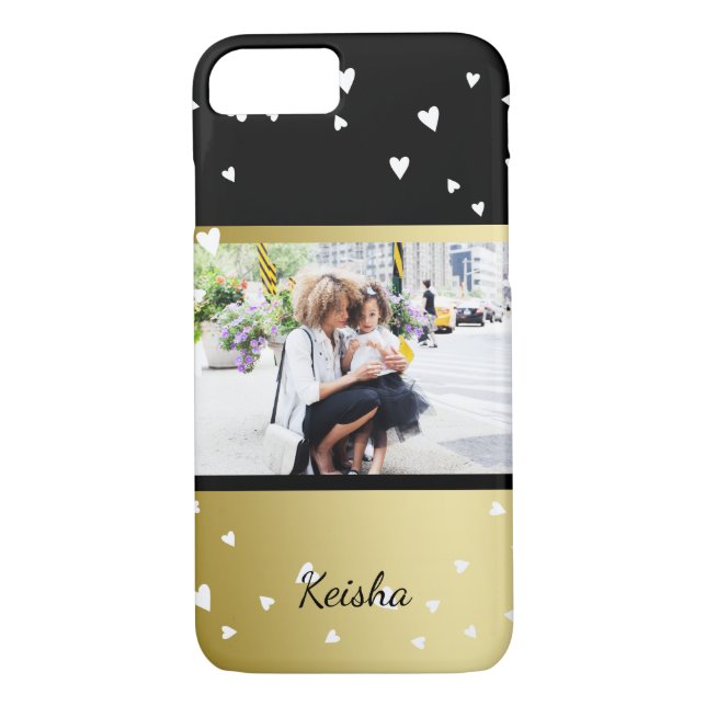 Sprinklade hörn| Svarta Faux Guld| Foto för Anpass Case-Mate iPhone Skal (Baksida)