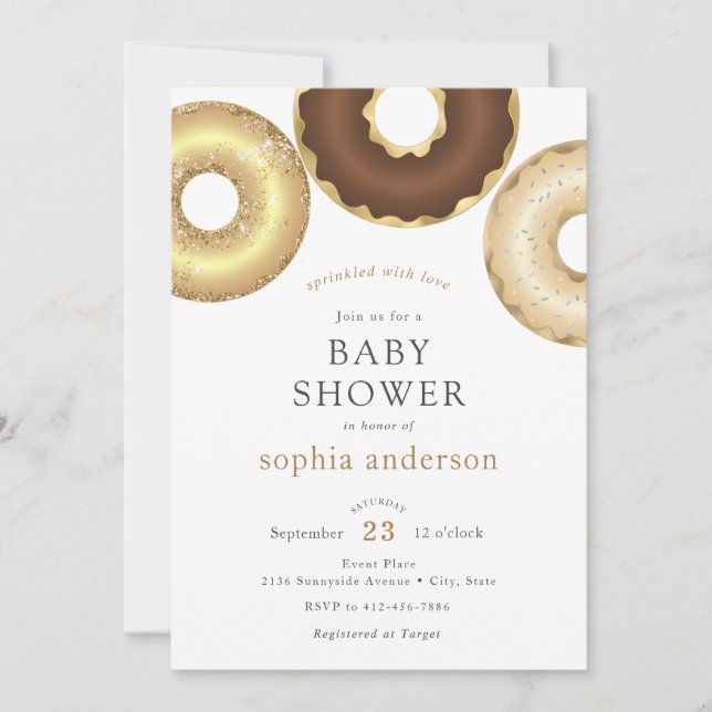 Sprinklär med Kärlek Donut Baby Shower Inbjudningar (Framsida)
